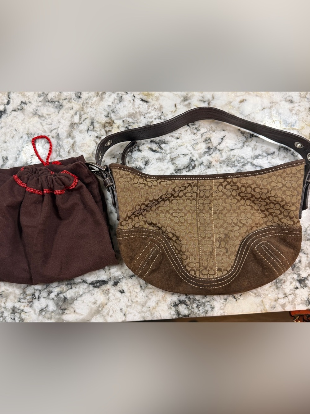 Coach Y2K brown signature mini soho hobo shoulder bag
